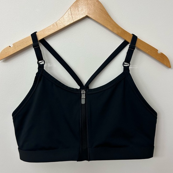 NIKE, Front Zip, Sports Bra, Mesh Back, Adjustable Straps, Size Large - Picture 1 of 5